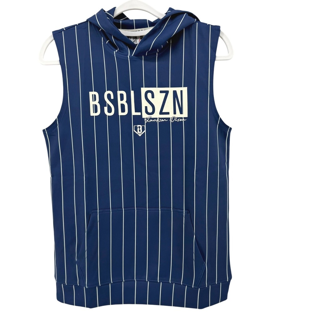 Baseball Lifestyle 101 Youth XL Sleeveless Hoodie Pinstripe Jackson Olson V3